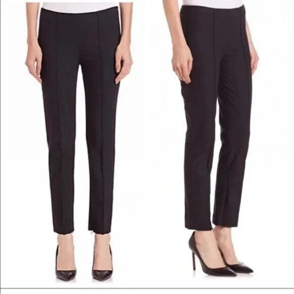 Theory Alettah Approach Front Seam Cropped Skinny Trouser Pants Black, Size 6